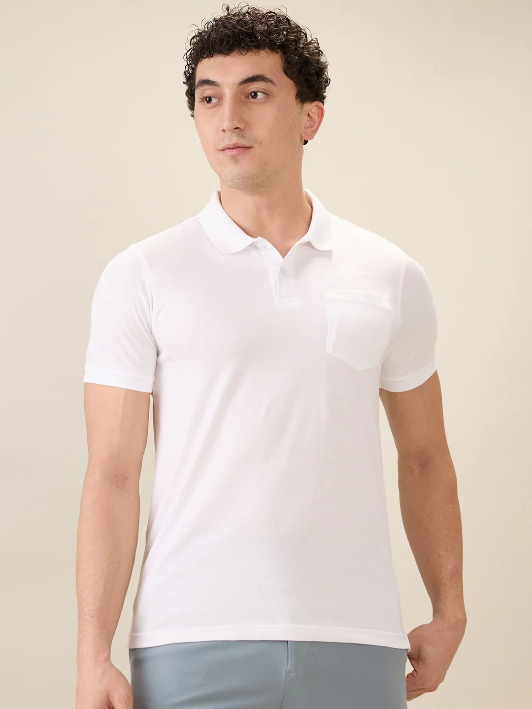 Parx Men White Solid Regular Fit Cotton Blend Half Sleeve T-Shirt