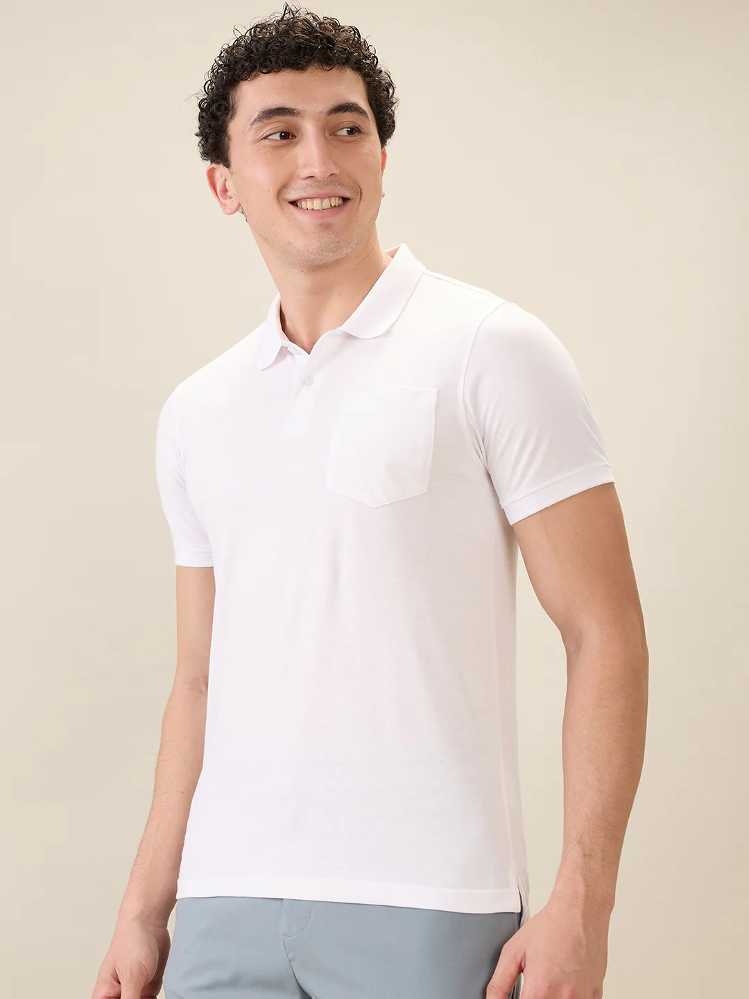 Parx Men White Solid Regular Fit Cotton Blend Half Sleeve T-Shirt - Image 3
