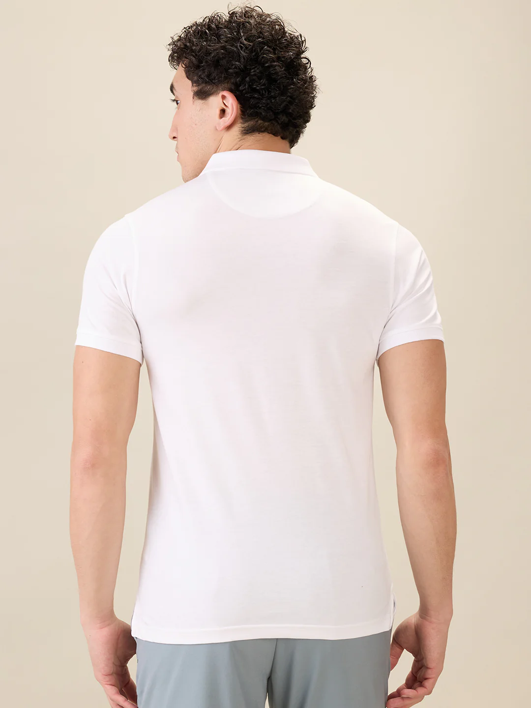 Parx Men White Solid Regular Fit Cotton Blend Half Sleeve T-Shirt - Image 4
