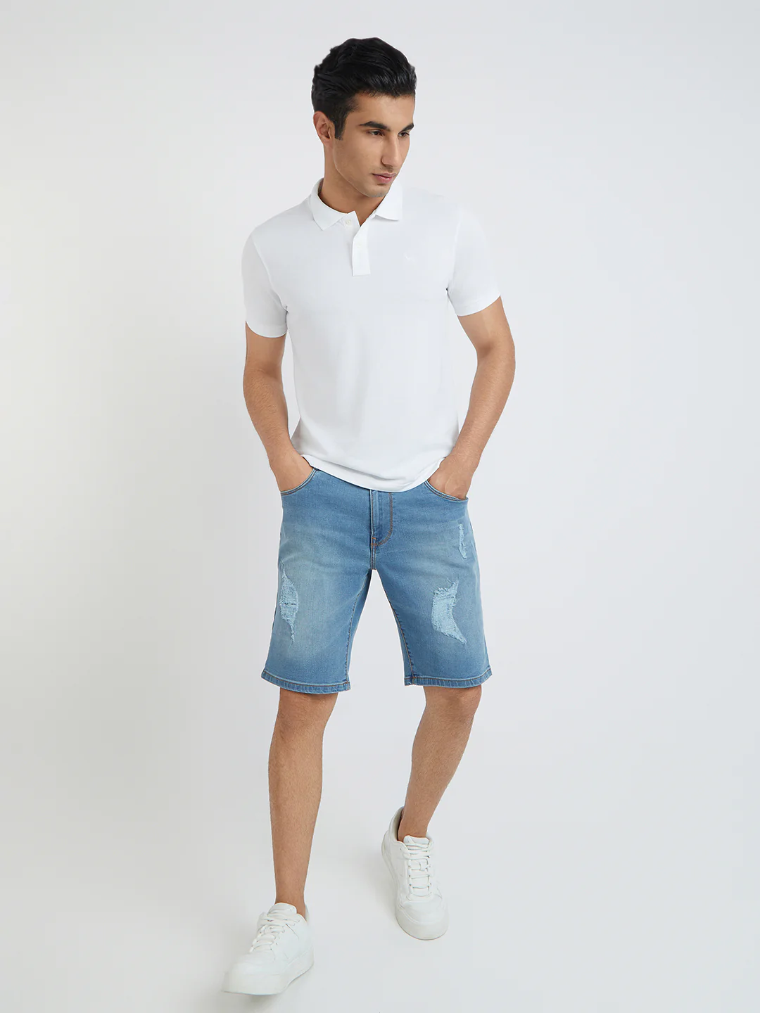 Parx Men White Solid Regular Fit Cotton Blend T-Shirt - Image 5