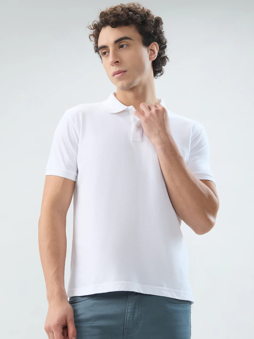 Parx Men White Solid Regular Fit Cotton Blend T-shirt