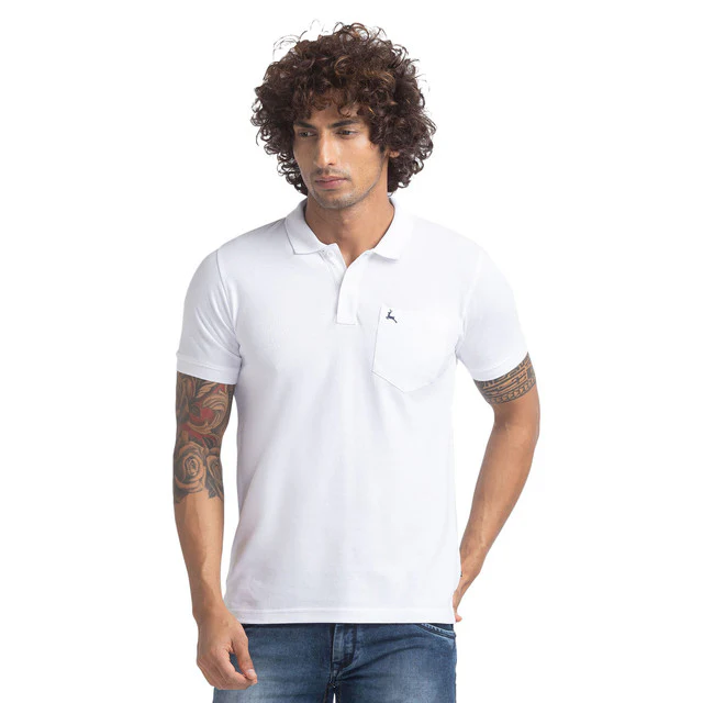 Parx Men White Solid Regular Fit Half Sleeve Polo Neck T-Shirt