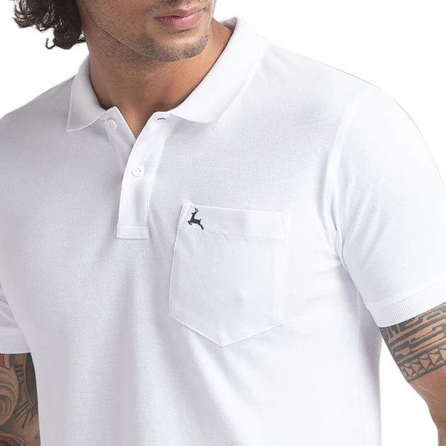 Parx Men White Solid Regular Fit Half Sleeve Polo Neck T-Shirt - Image 6