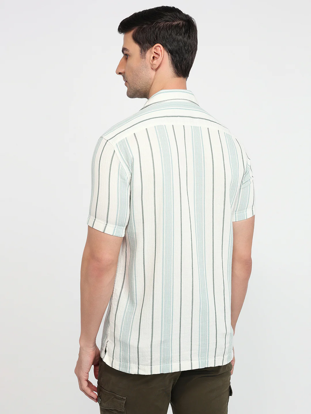 Parx Men White Stripe Slim Fit Cotton Casual Shirt - Image 4