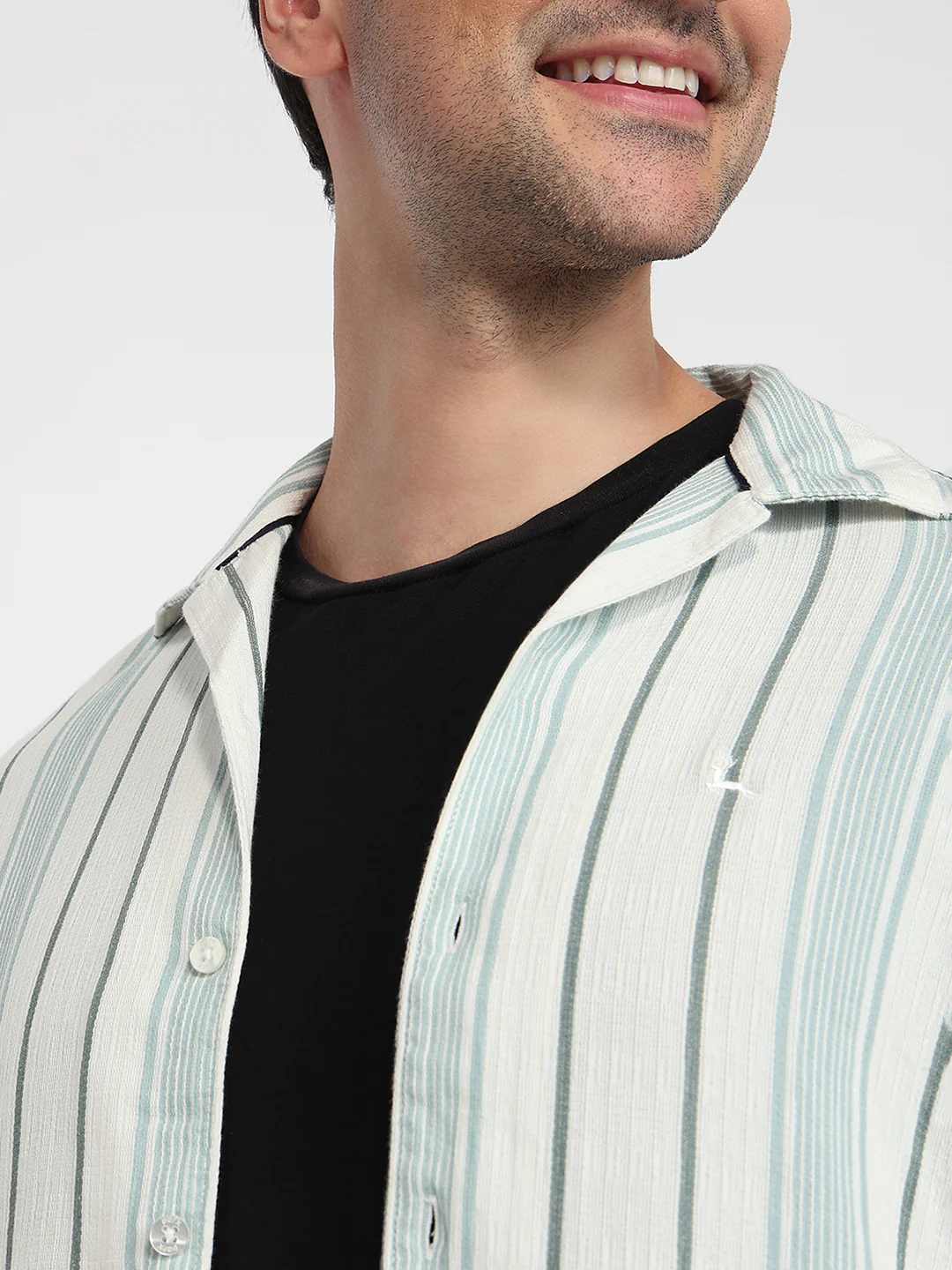 Parx Men White Stripe Slim Fit Cotton Casual Shirt - Image 6
