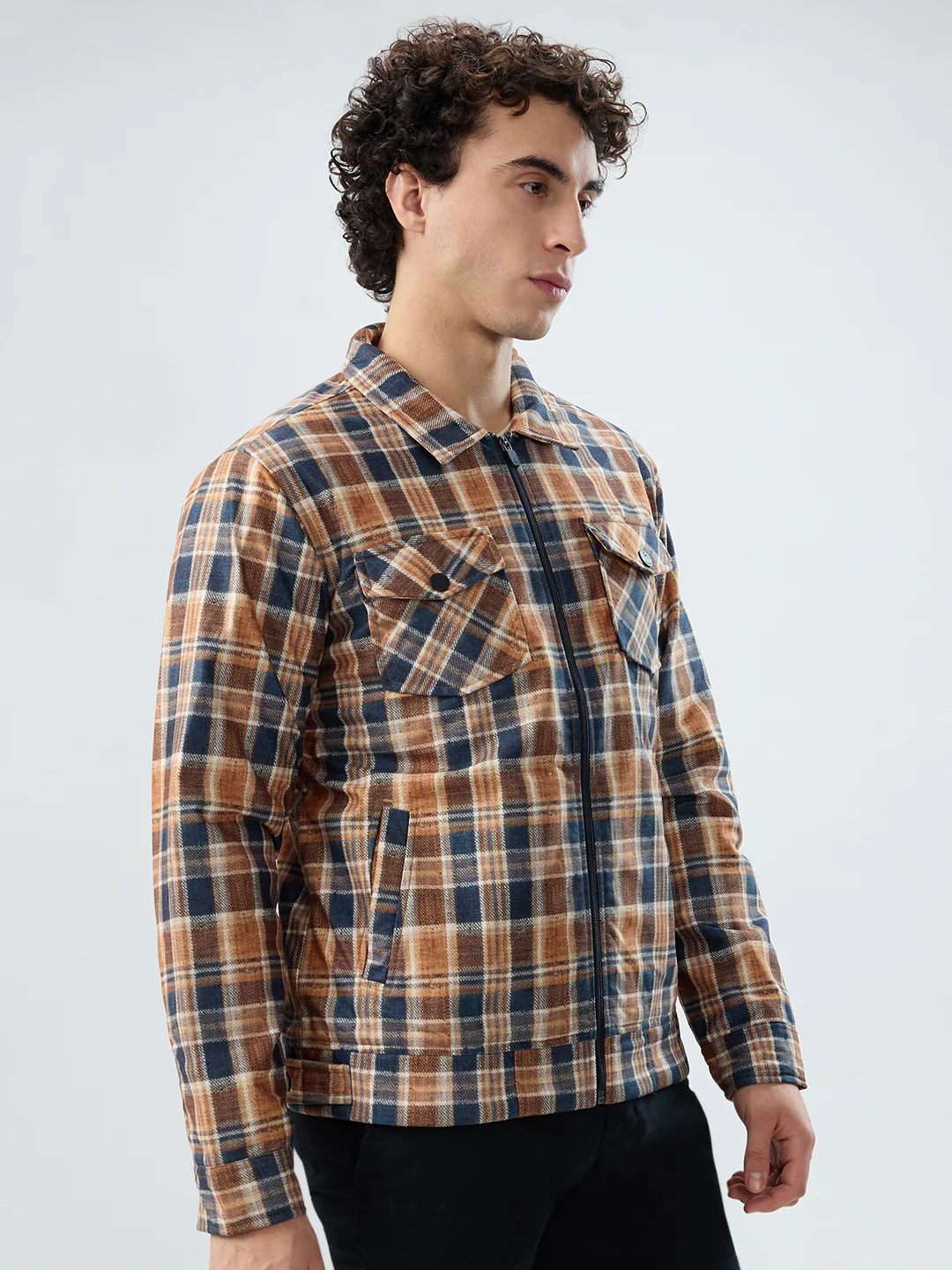 Parx Men Yellow Checks Polyester Jacket/Winterwear - Image 2