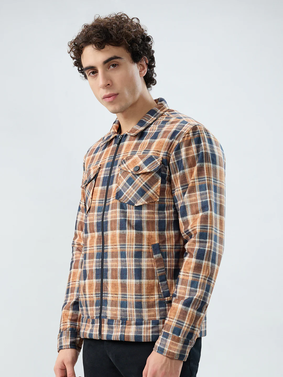 Parx Men Yellow Checks Polyester Jacket/Winterwear - Image 3