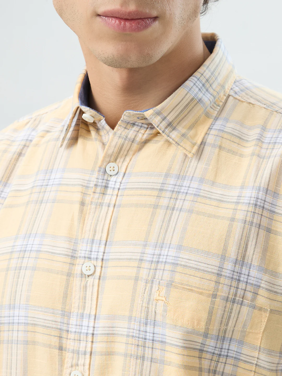 Parx Men Yellow Checks Slim Fit Cotton Shirt - Image 6