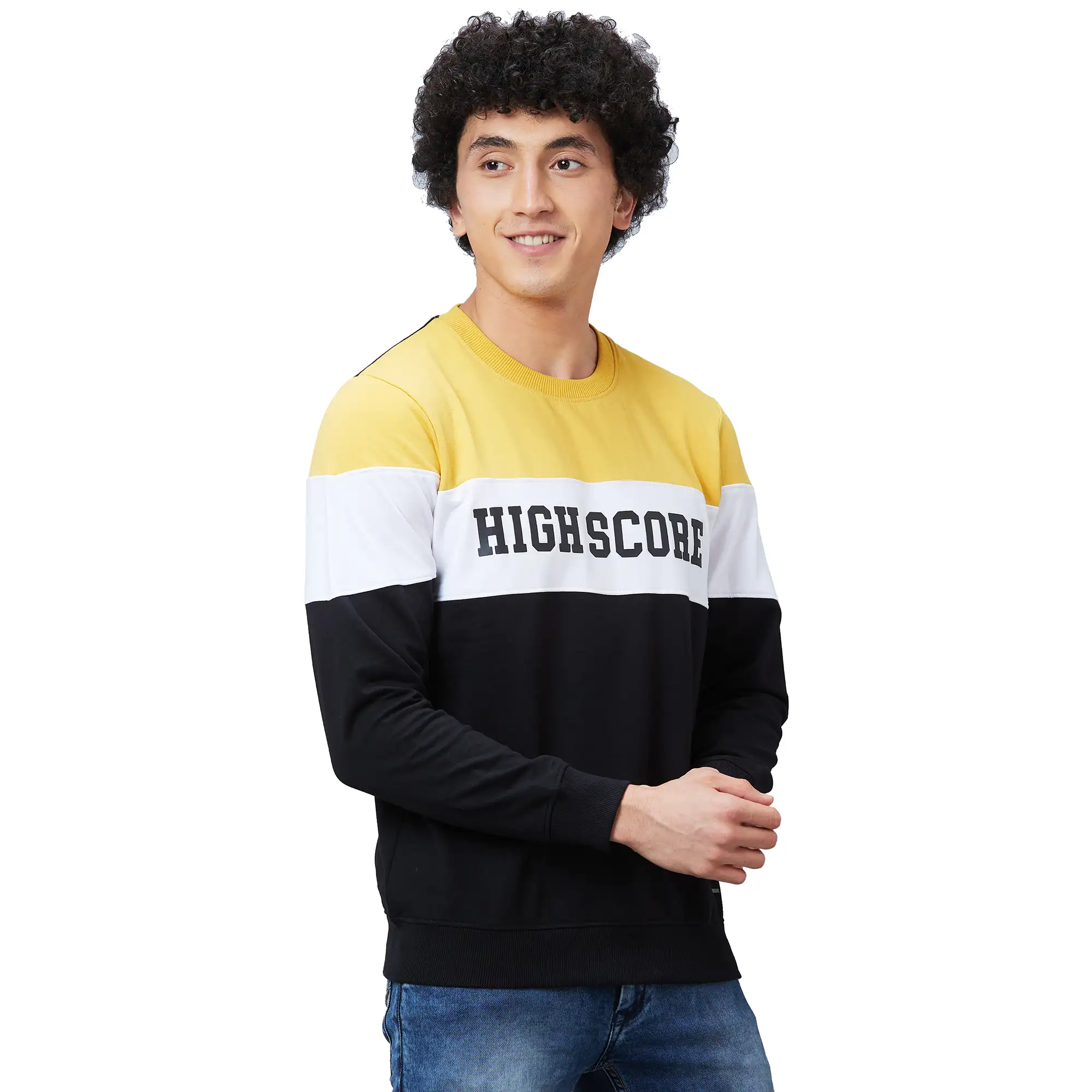 Parx Men Yellow Graphic Regular Fit Cotton Blend Sweatshirt - Image 2