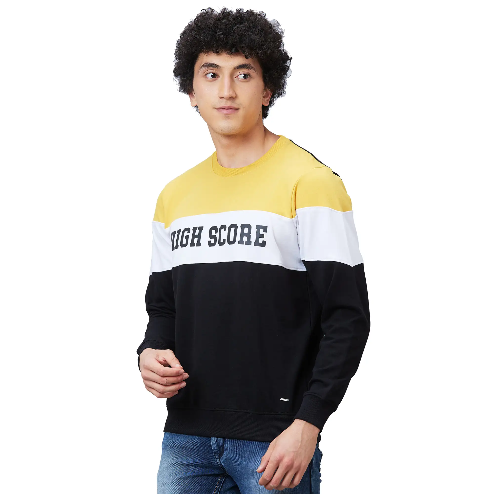 Parx Men Yellow Graphic Regular Fit Cotton Blend Sweatshirt - Image 3