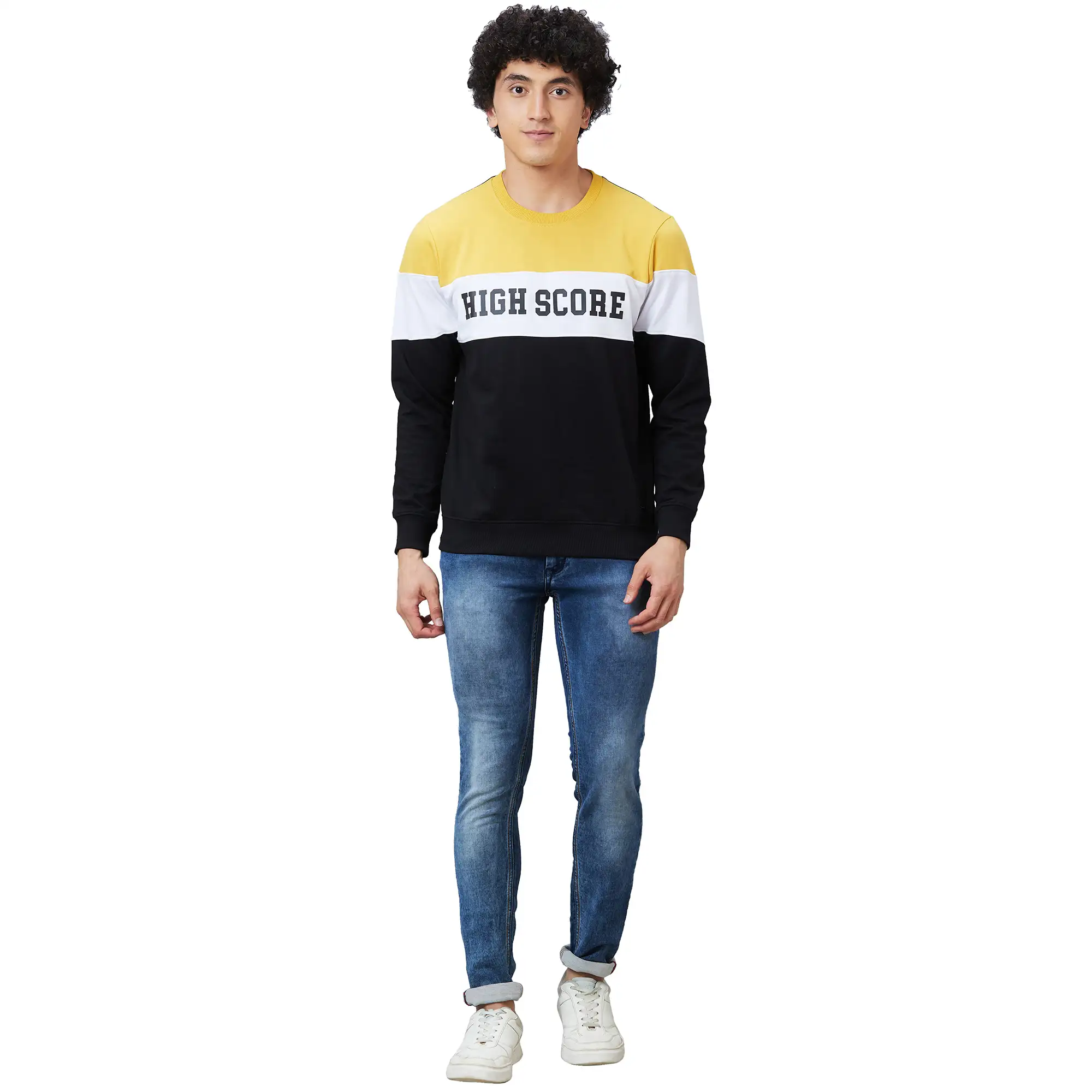 Parx Men Yellow Graphic Regular Fit Cotton Blend Sweatshirt - Image 5