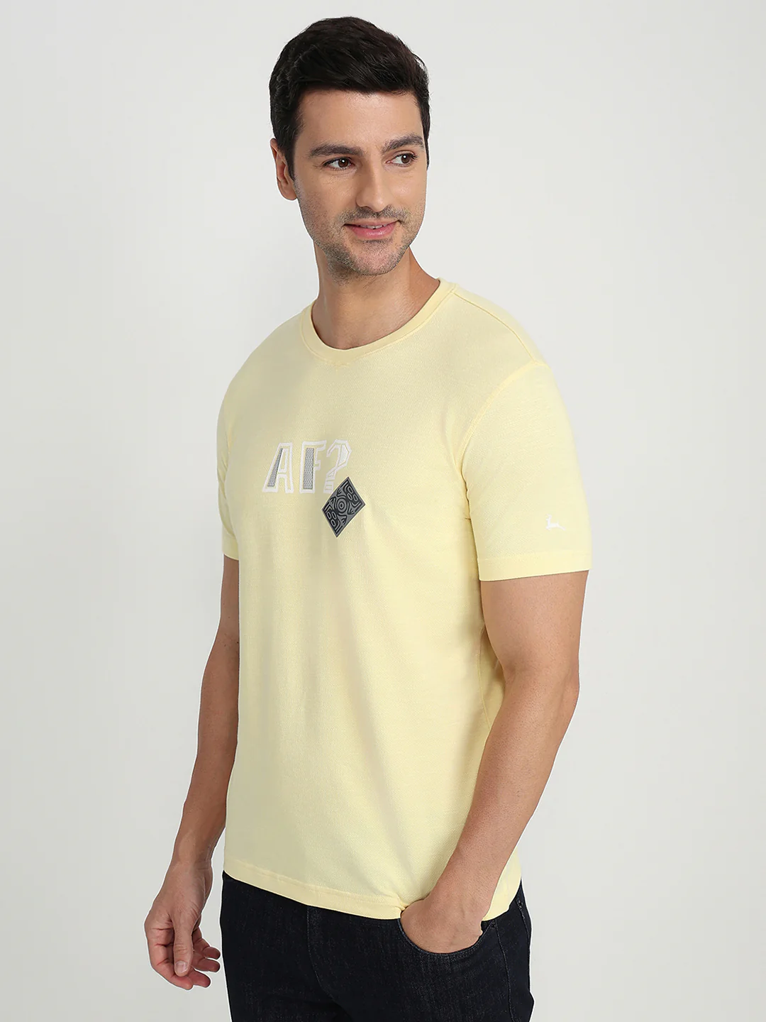 Parx Men Yellow Graphic Regular Fit Cotton Half Sleeve Round Neck Collar T-Shirt - Image 2