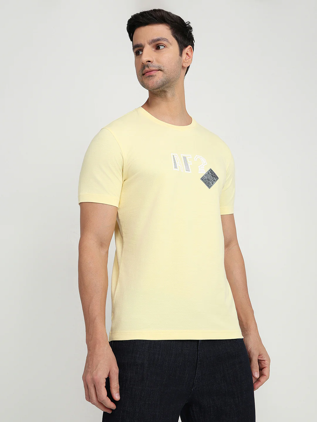 Parx Men Yellow Graphic Regular Fit Cotton Half Sleeve Round Neck Collar T-Shirt - Image 3