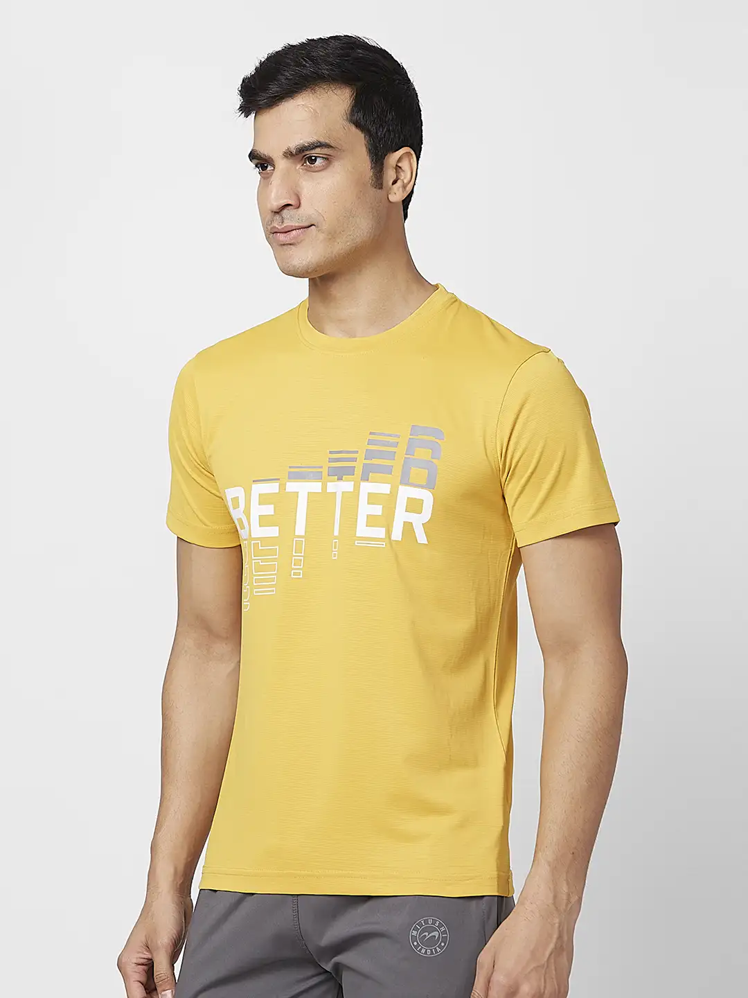 Parx Men Yellow Graphic Regular Fit Polyester Round Neck T-Shirt - Image 3
