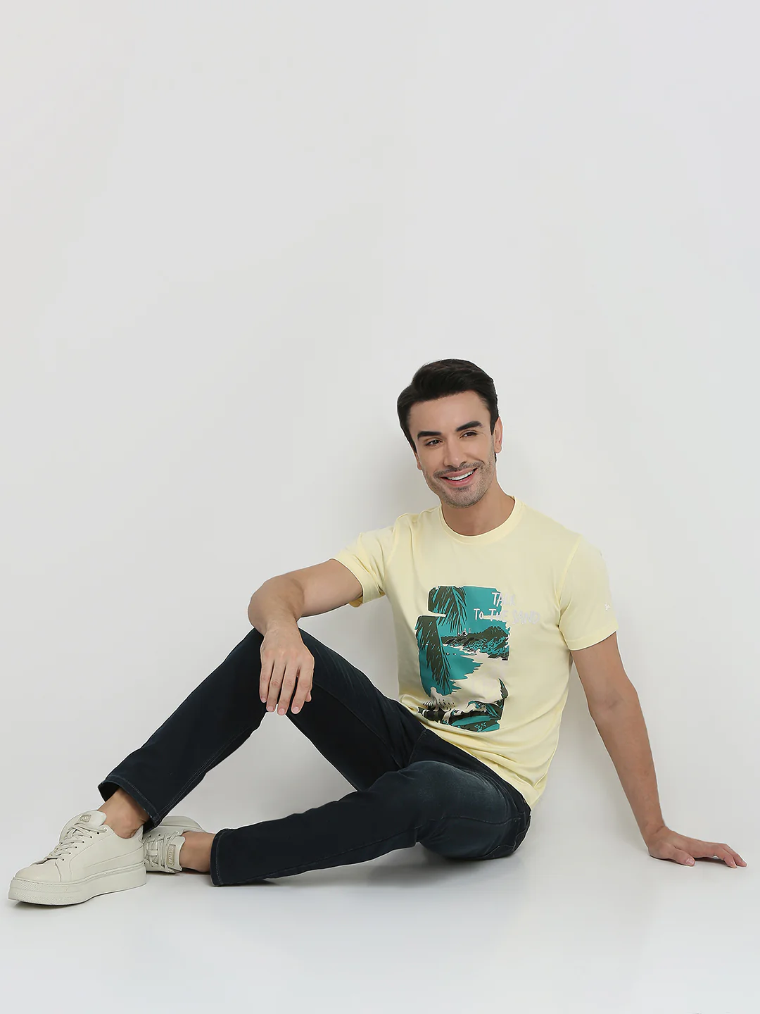 Parx Men Yellow Graphic Regular Fit Raymond Blend T-Shirt - Image 5