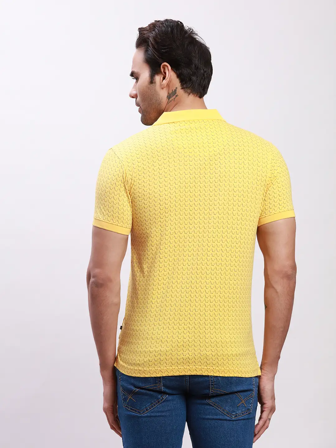 Parx Men Yellow Print Regular Fit Cotton T-Shirt - Image 4