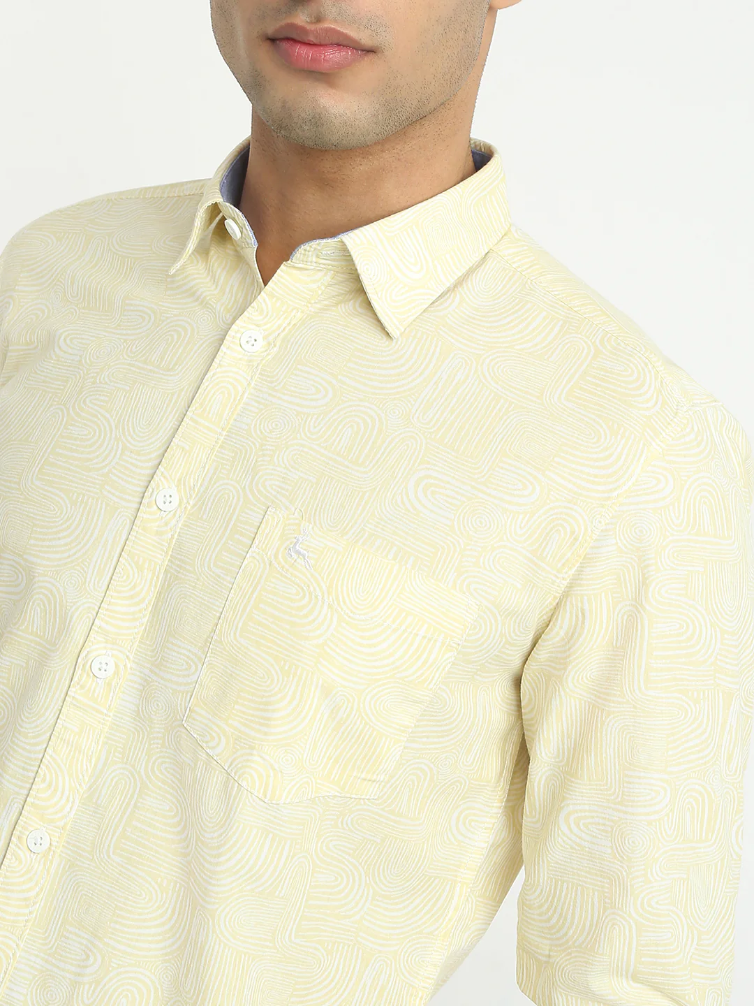 Parx Men Yellow Print Slim Fit Cotton Casual Shirt - Image 6
