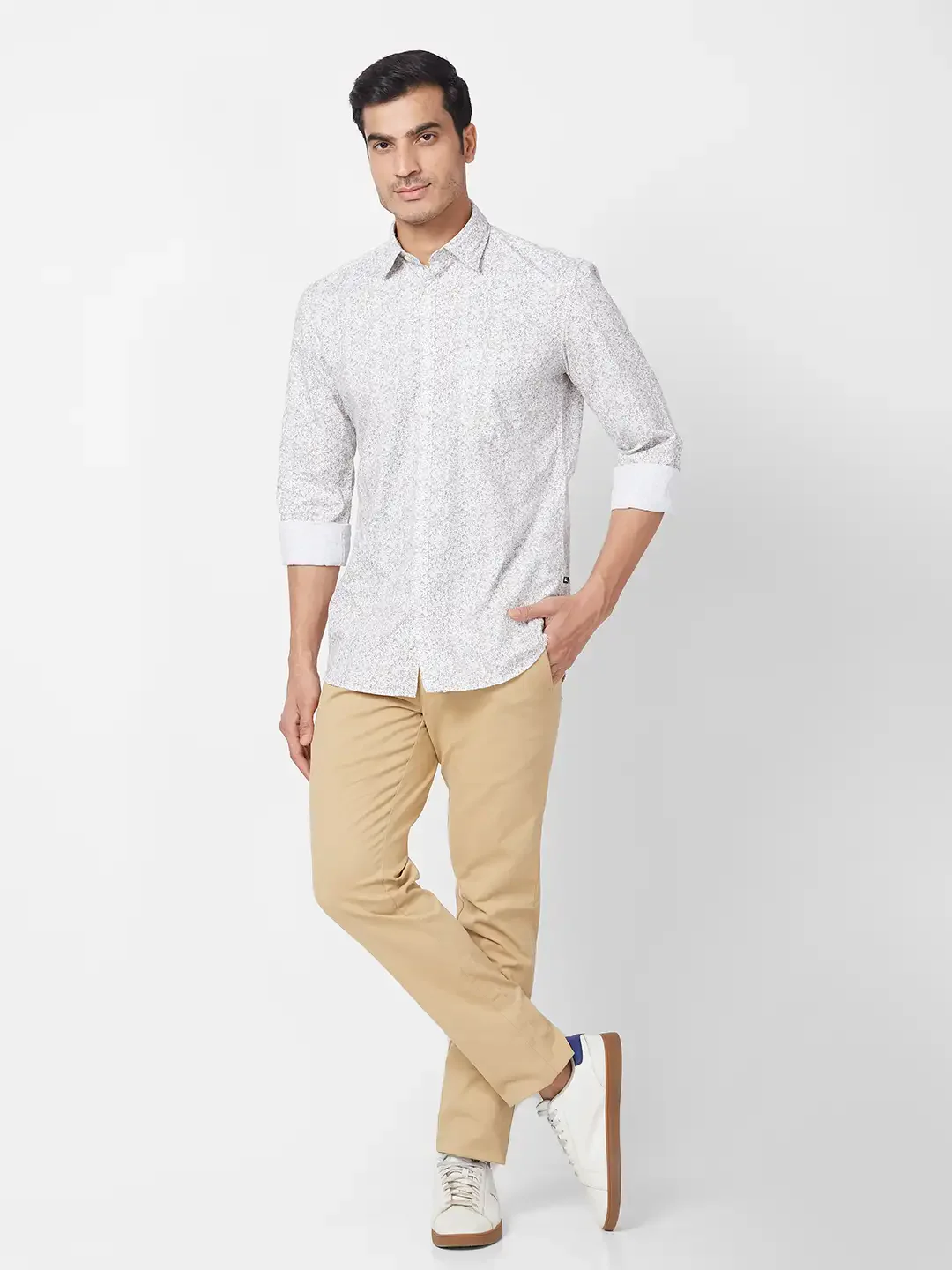Parx Men White Printed Slim Fit Cotton Casual Shirt - Image 5
