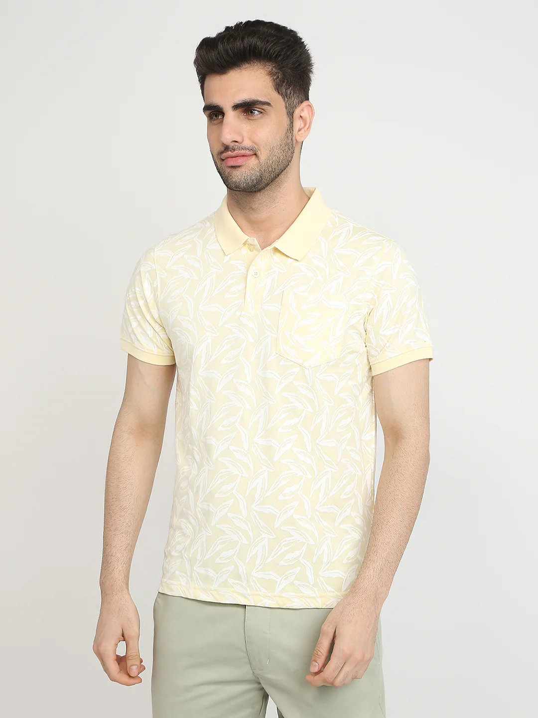 Parx Men Yellow Printed Regular Fit Cotton Blend T-Shirt