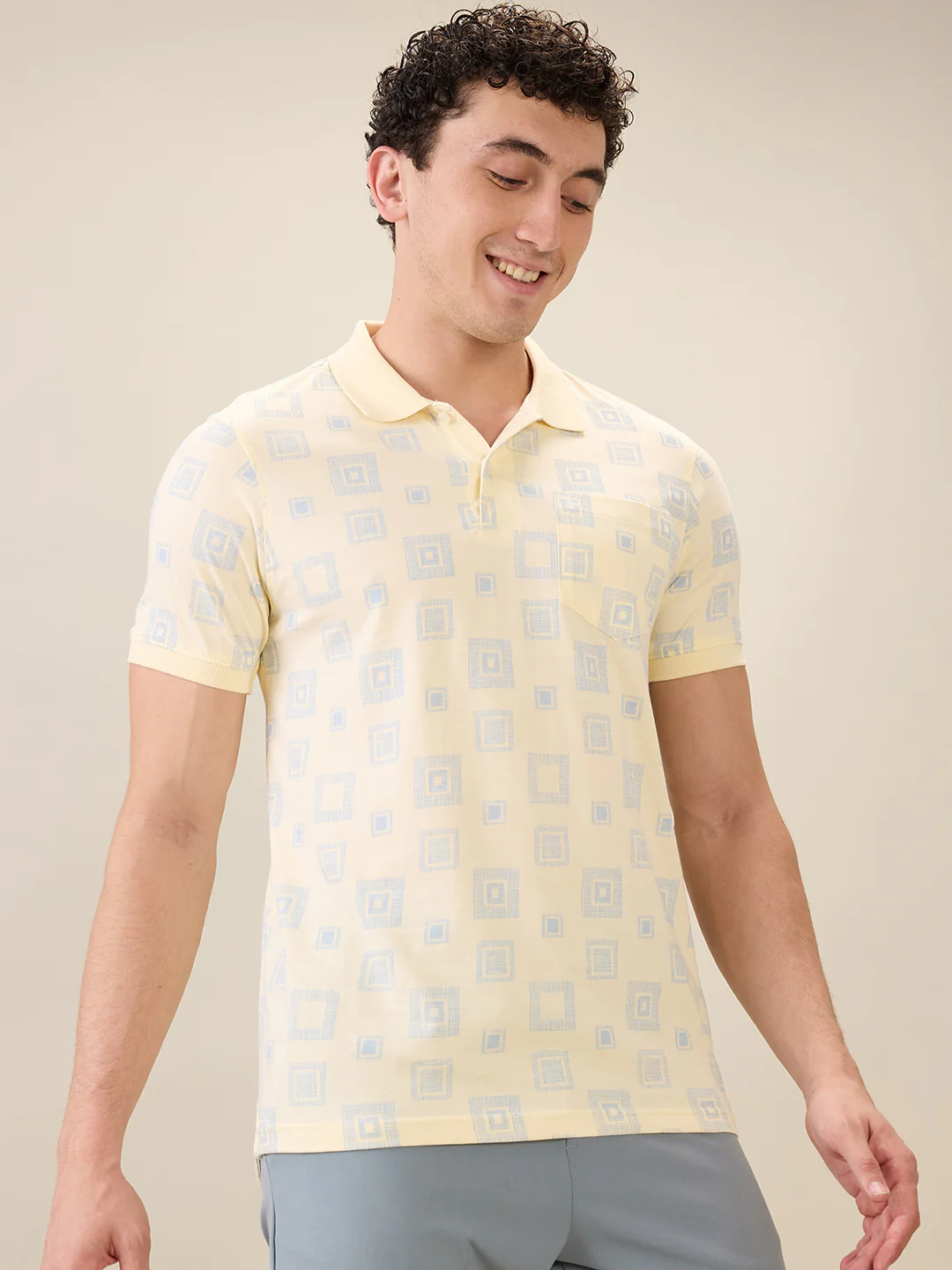Parx Men Yellow Printed Regular Fit Cotton Half Sleeve T-Shirt - Image 2