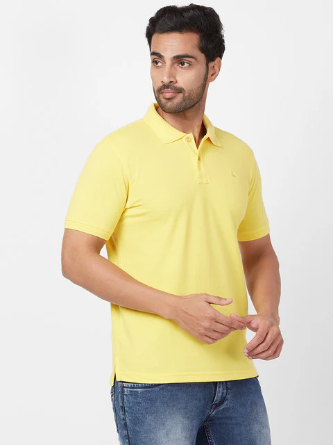 Parx Men Yellow Regular Fit Solid Polo Neck T-Shirt - Image 2