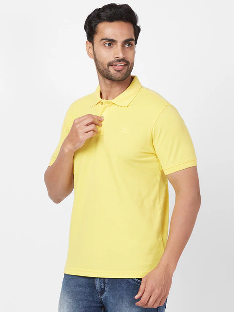 Parx Men Yellow Regular Fit Solid Polo Neck T-Shirt - Image 3