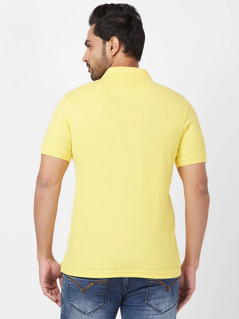 Parx Men Yellow Regular Fit Solid Polo Neck T-Shirt - Image 4