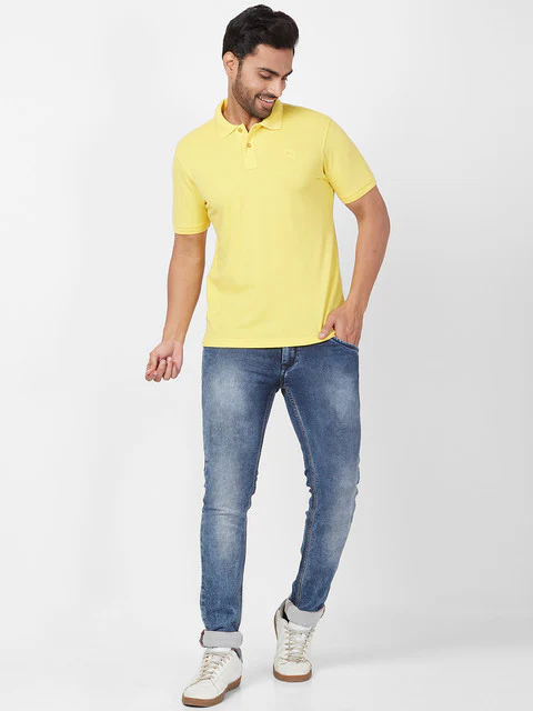 Parx Men Yellow Regular Fit Solid Polo Neck T-Shirt - Image 5