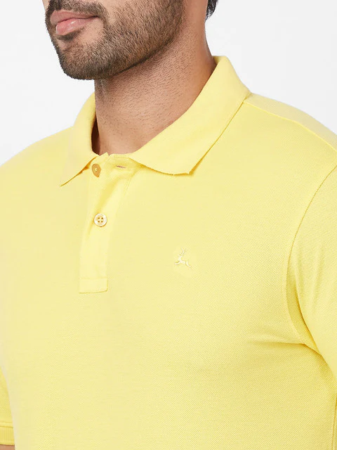Parx Men Yellow Regular Fit Solid Polo Neck T-Shirt - Image 6