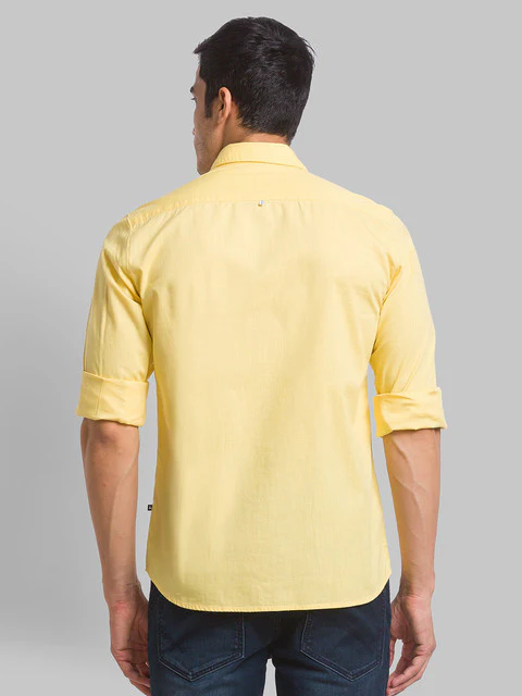 Parx Men Yellow Slim Fit Solid Full Sleeve Cutaway Collar Shirt - Image 4