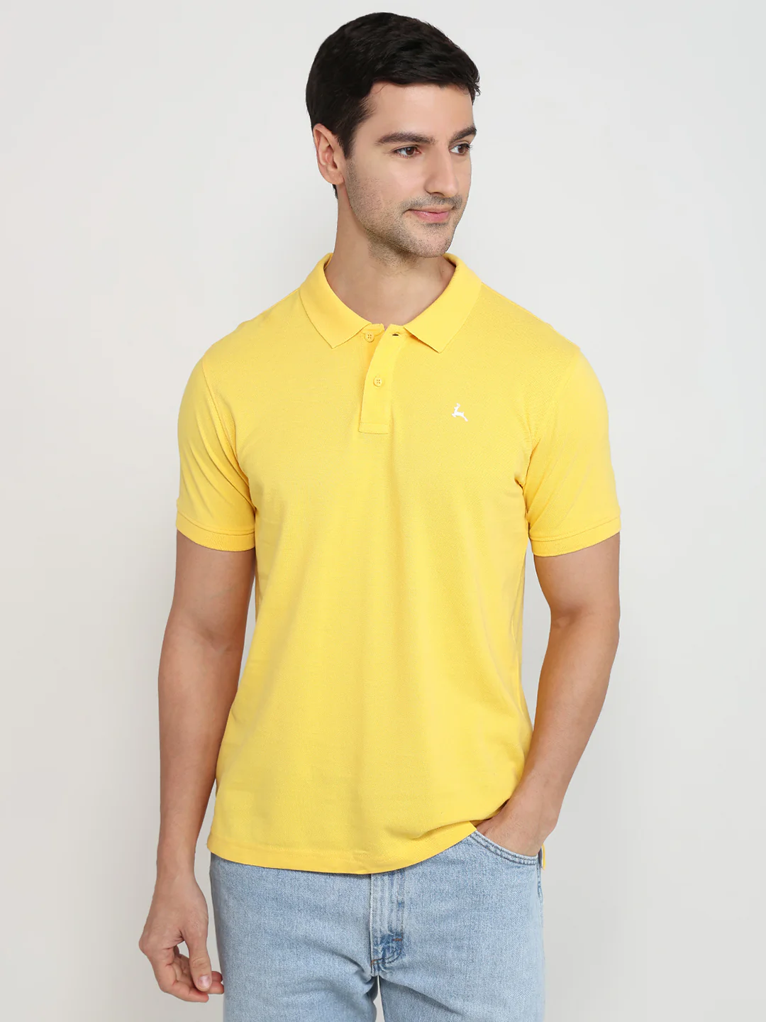 Parx Men Yellow Solid Regular Fit Cotton T-shirt
