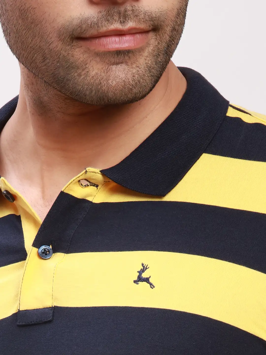 Parx Men Yellow Yarn Dyed Regular Fit Cotton T-Shirt - Image 6