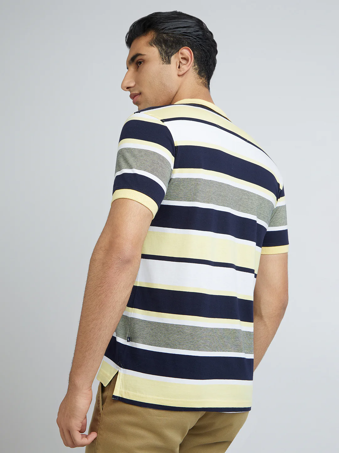 Parx Men Yellow Yarn Dyed Regular Fit Half Sleeve Polo Neck T-Shirt - Image 4