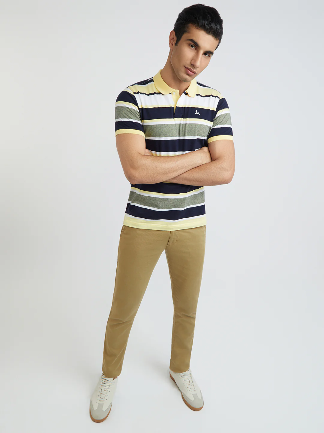 Parx Men Yellow Yarn Dyed Regular Fit Half Sleeve Polo Neck T-Shirt - Image 5