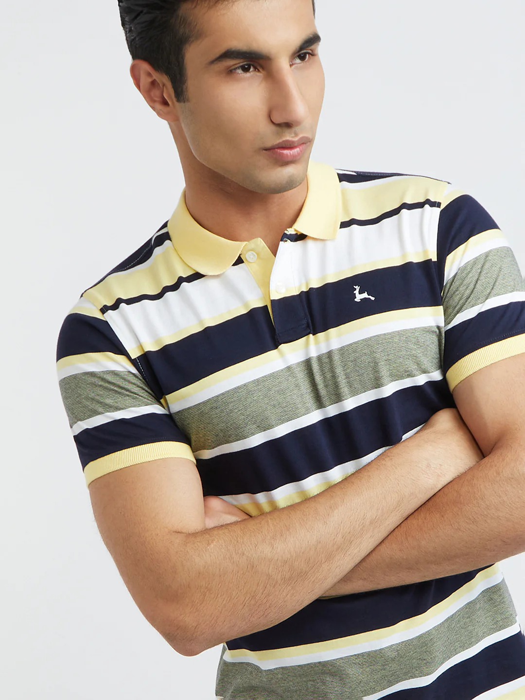 Parx Men Yellow Yarn Dyed Regular Fit Half Sleeve Polo Neck T-Shirt - Image 6