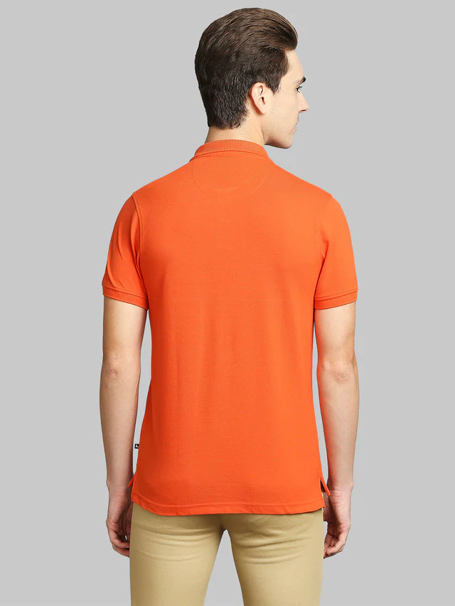 Parx Orange Solid Regular Fit Cotton Blend T-Shirt - Image 4