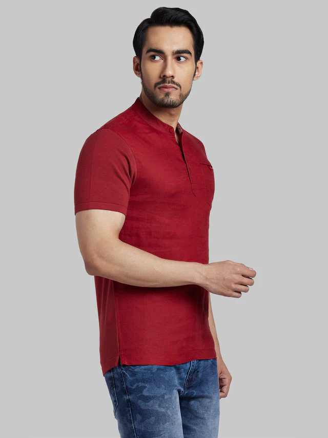 Parx Orange Solid Regular Fit Cotton T-Shirt - Image 2