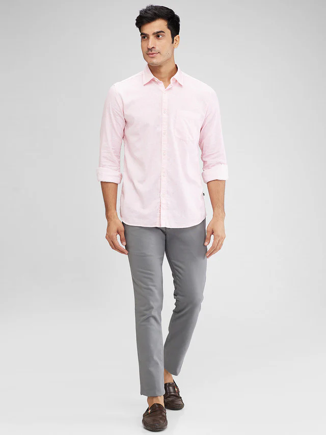 Parx Pink Printed Slim Fit Cotton Casual Shirt - Image 5