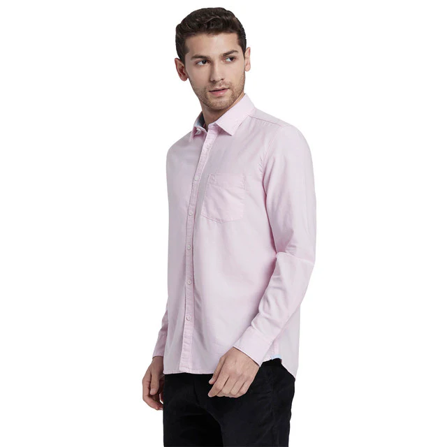 Parx Pink Solid Slim Fit Cotton Casual Shirt - Image 3