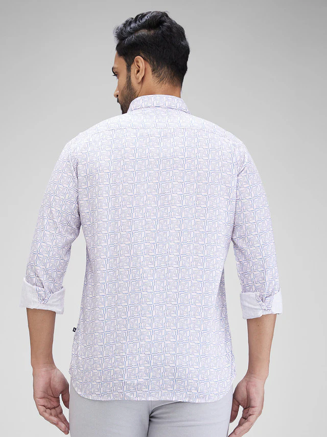 Parx Men Blue Printed Slim Fit Cotton Casual Shirt - Image 4
