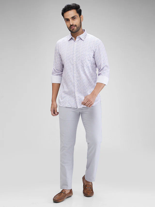 Parx Men Blue Printed Slim Fit Cotton Casual Shirt - Image 5