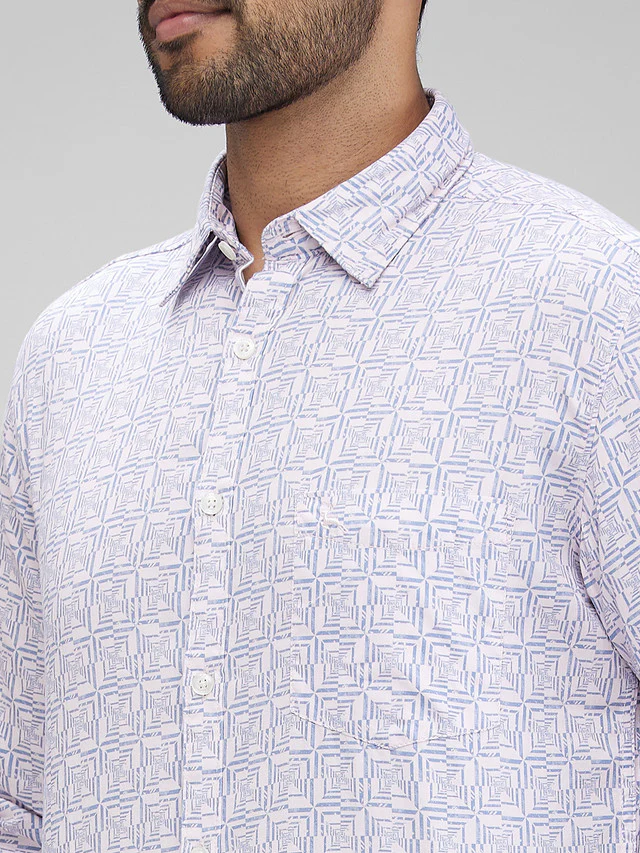 Parx Men Blue Printed Slim Fit Cotton Casual Shirt - Image 6