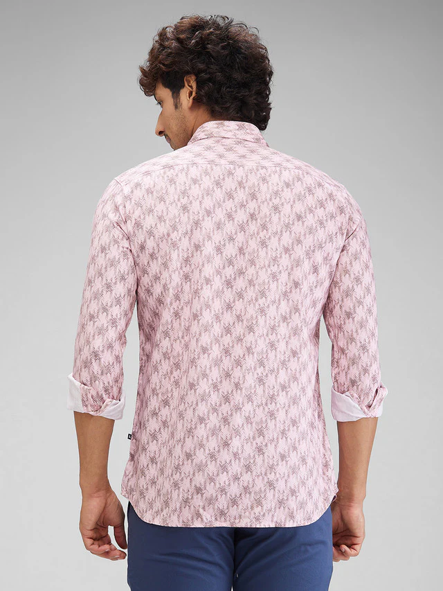 Parx Men Pink Printed Slim Fit Cotton Casual Shirt - Image 4