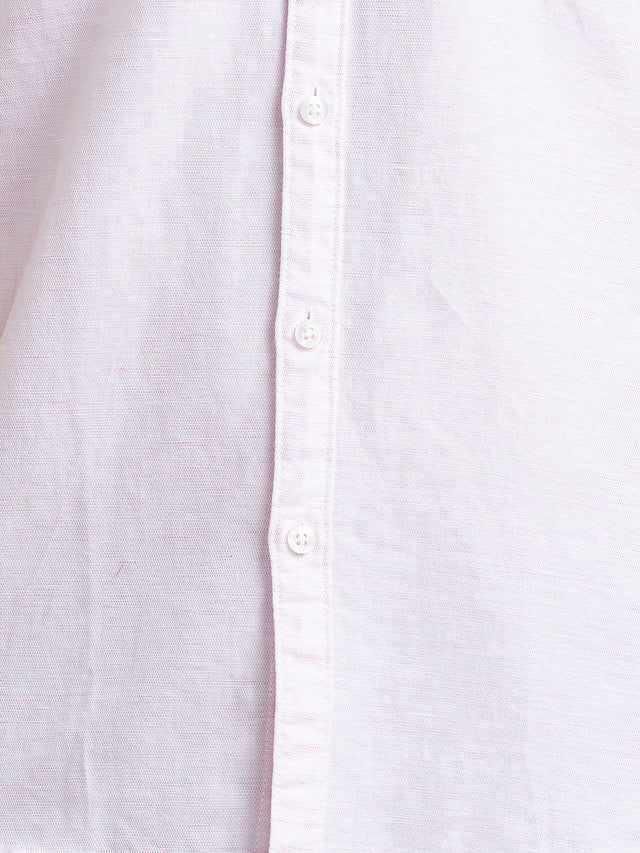 Parx Men Pink Solid Slim Fit Linen Blend Casual Shirt - Image 7