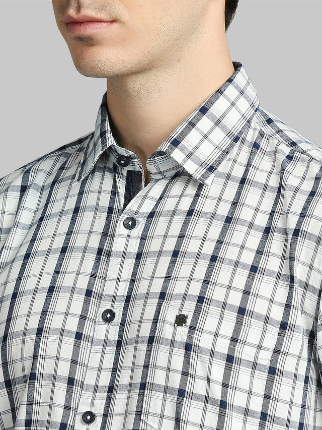 Parx White Checks Slim Fit Cotton Casual Shirt - Image 6