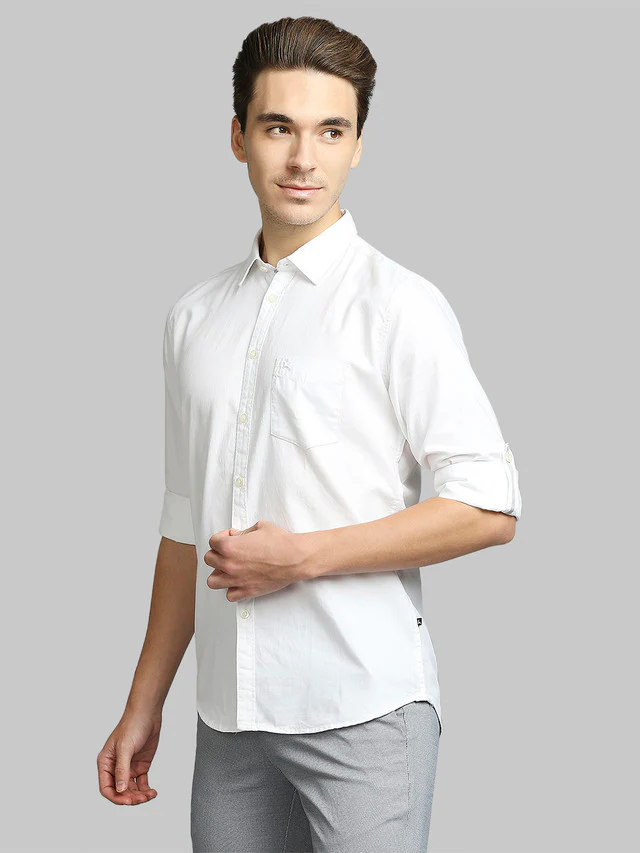 Parx White Oxford Slim Fit Cotton Casual Shirt - Image 3