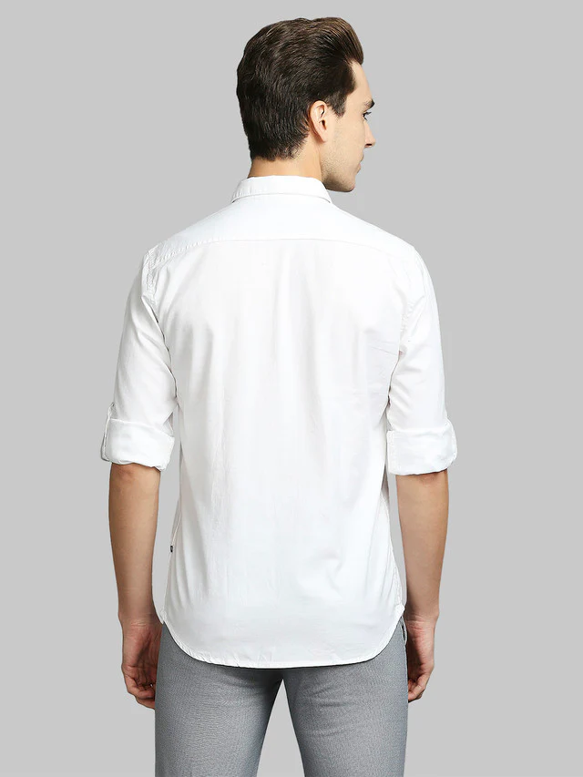 Parx White Oxford Slim Fit Cotton Casual Shirt - Image 4