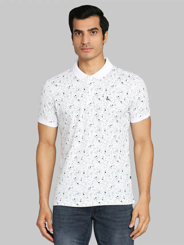 Parx White Printed Regular Fit Cotton T-Shirt
