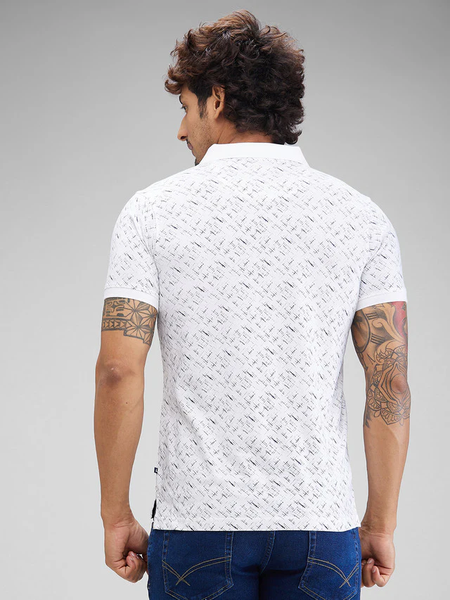 Parx White Printed Regular Fit Cotton T-Shirt - Image 4