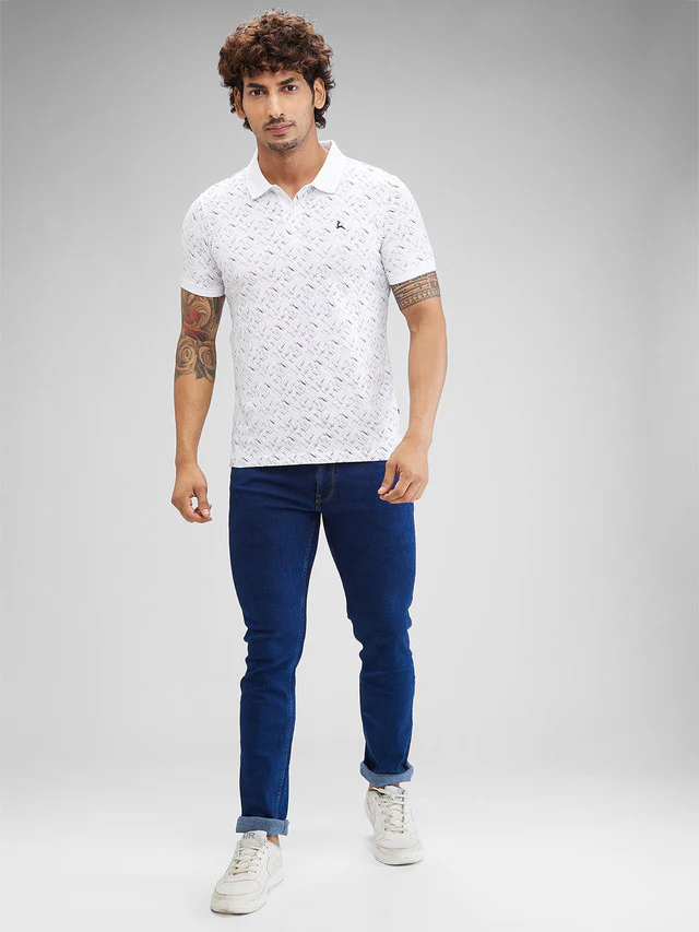 Parx White Printed Regular Fit Cotton T-Shirt - Image 5